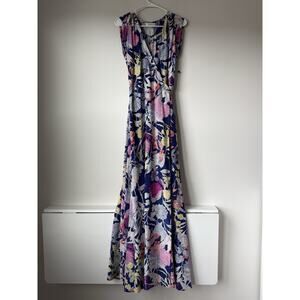 SOLD Yumi Kim Rush Hour Sleeveless Floral Print Silk Wrap Maxi Dress Size Medium